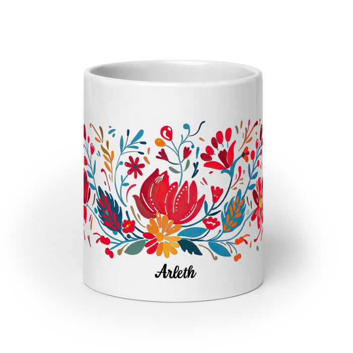 Arleth Exclusive Name Art Piece Home Office Work Coffee Mug Mexican Spanish Pride Gift Cup One - Of - A - Kind Calligraphy White Glossy Mug | A26 - Mexicada