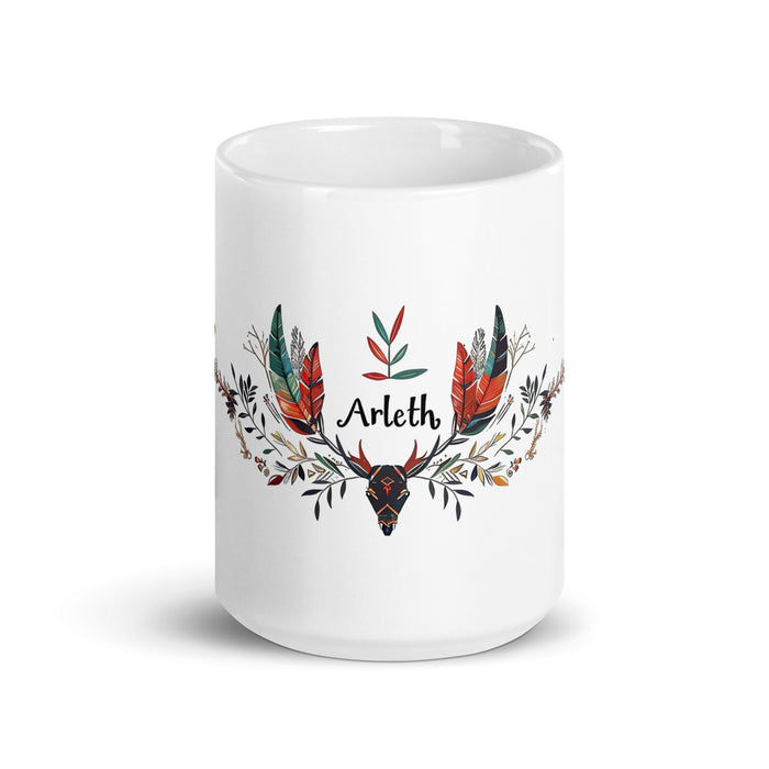 Arleth Exclusive Name Art Piece Home Office Work Coffee Mug Mexican Spanish Pride Gift Cup One - Of - A - Kind Calligraphy White Glossy Mug | A27 - Mexicada