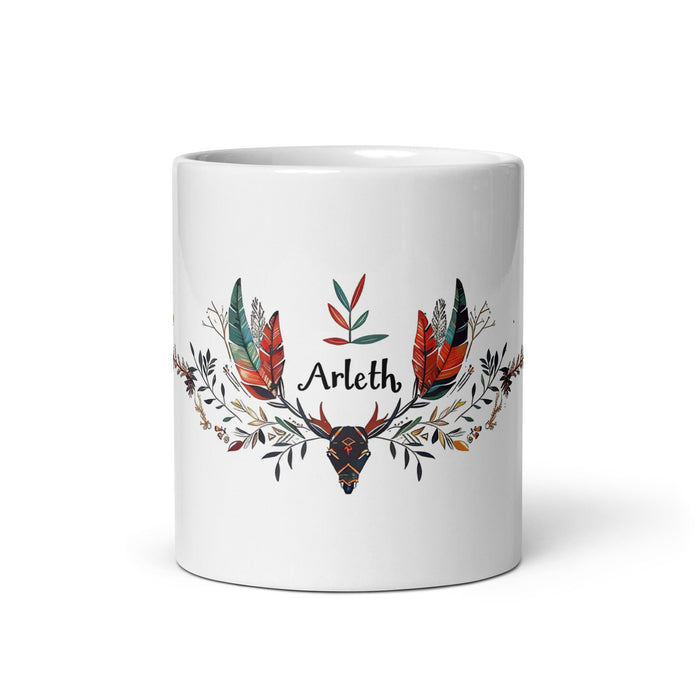 Arleth Exclusive Name Art Piece Home Office Work Coffee Mug Mexican Spanish Pride Gift Cup One - Of - A - Kind Calligraphy White Glossy Mug | A27 - Mexicada