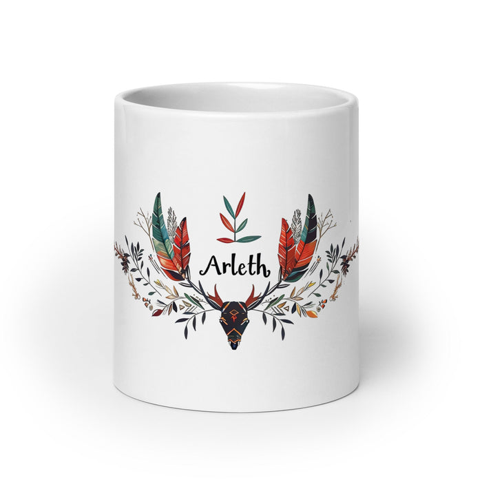 Arleth Exclusive Name Art Piece Home Office Work Coffee Mug Mexican Spanish Pride Gift Cup One - Of - A - Kind Calligraphy White Glossy Mug | A27 - Mexicada