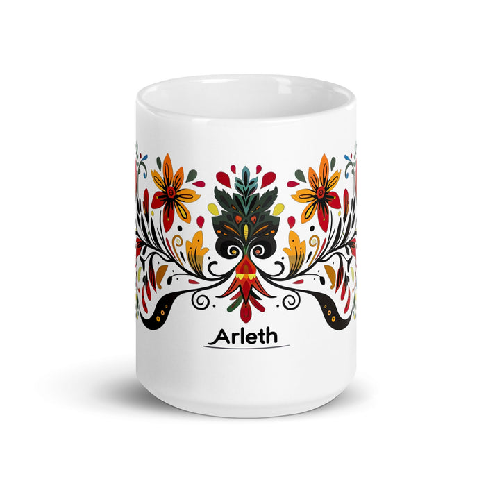 Arleth Exclusive Name Art Piece Home Office Work Coffee Mug Mexican Spanish Pride Gift Cup One - Of - A - Kind Calligraphy White Glossy Mug | A28 - Mexicada