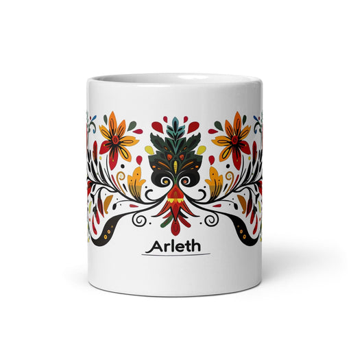 Arleth Exclusive Name Art Piece Home Office Work Coffee Mug Mexican Spanish Pride Gift Cup One-Of-A-Kind Calligraphy White Glossy Mug | A28 Mexicada