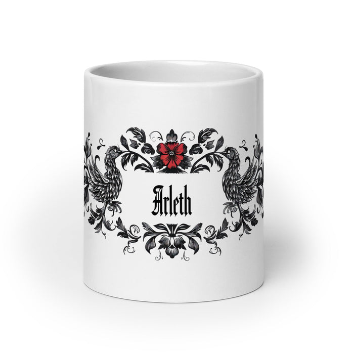 Arleth Exclusive Name Art Piece Home Office Work Coffee Mug Mexican Spanish Pride Gift Cup One - Of - A - Kind Calligraphy White Glossy Mug | A29 - Mexicada