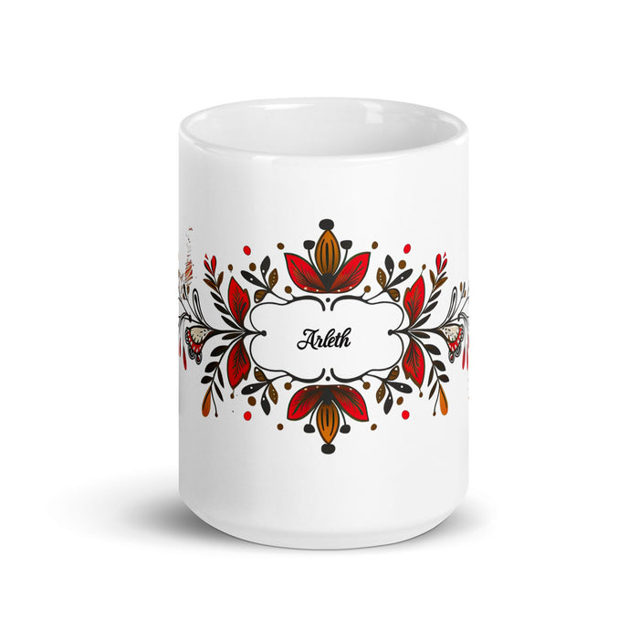 Arleth Exclusive Name Art Piece Home Office Work Coffee Mug Mexican Spanish Pride Gift Cup One - Of - A - Kind Calligraphy White Glossy Mug | A3 - Mexicada