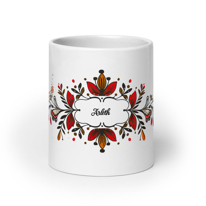 Arleth Exclusive Name Art Piece Home Office Work Coffee Mug Mexican Spanish Pride Gift Cup One - Of - A - Kind Calligraphy White Glossy Mug | A3 - Mexicada