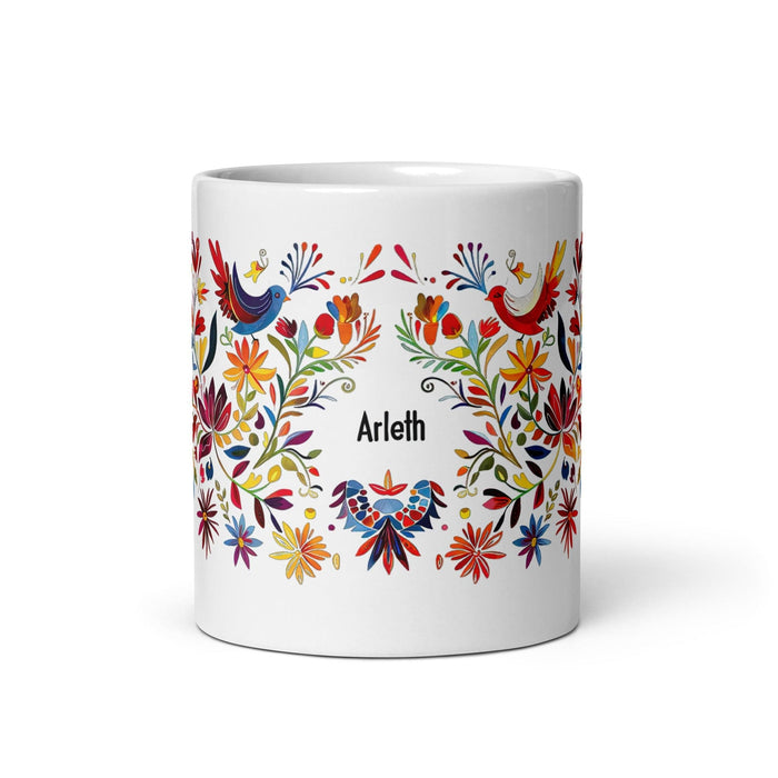 Arleth Exclusive Name Art Piece Home Office Work Coffee Mug Mexican Spanish Pride Gift Cup One - Of - A - Kind Calligraphy White Glossy Mug | A31 - Mexicada