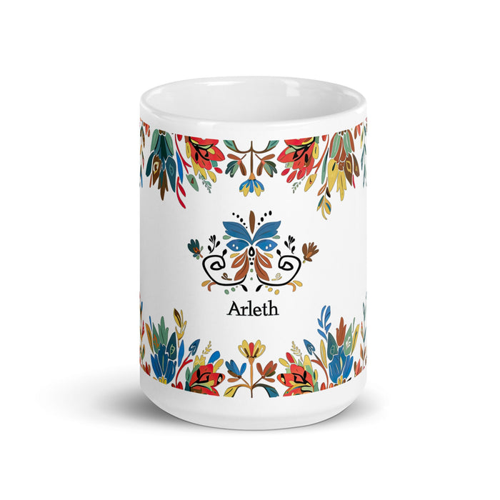 Arleth Exclusive Name Art Piece Home Office Work Coffee Mug Mexican Spanish Pride Gift Cup One - Of - A - Kind Calligraphy White Glossy Mug | A4 - Mexicada