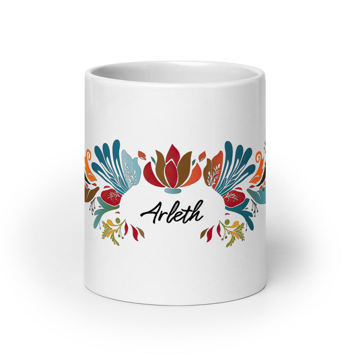 Arleth Exclusive Name Art Piece Home Office Work Coffee Mug Mexican Spanish Pride Gift Cup One - Of - A - Kind Calligraphy White Glossy Mug | A5 - Mexicada