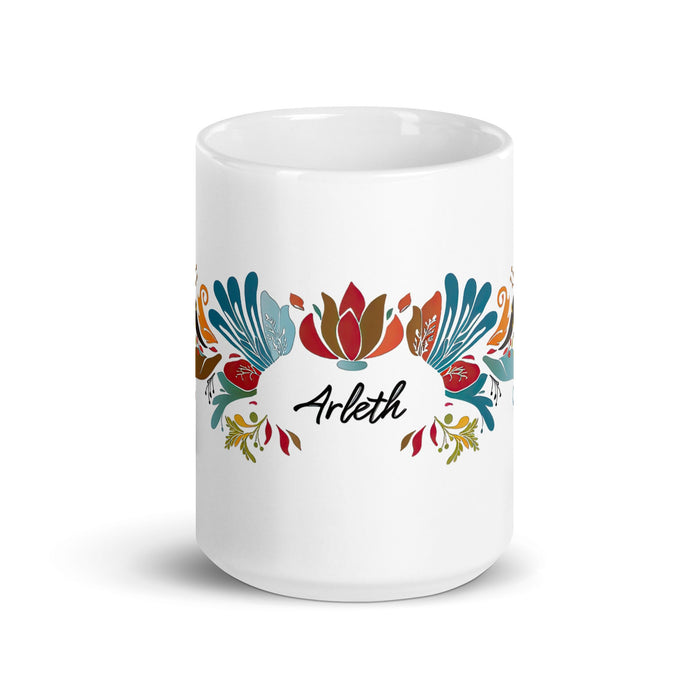 Arleth Exclusive Name Art Piece Home Office Work Coffee Mug Mexican Spanish Pride Gift Cup One - Of - A - Kind Calligraphy White Glossy Mug | A5 - Mexicada