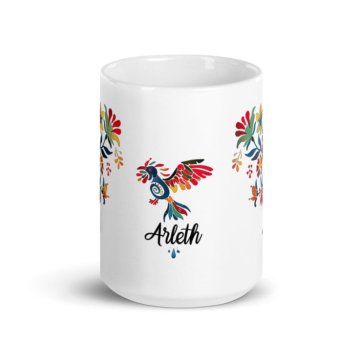 Arleth Exclusive Name Art Piece Home Office Work Coffee Mug Mexican Spanish Pride Gift Cup One-Of-A-Kind Calligraphy White Glossy Mug | A6 Mexicada