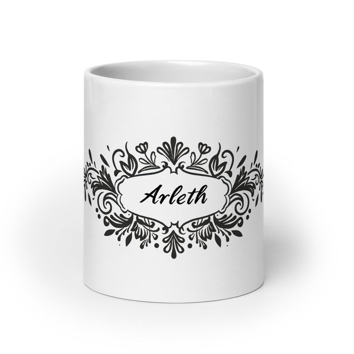 Arleth Exclusive Name Art Piece Home Office Work Coffee Mug Mexican Spanish Pride Gift Cup One - Of - A - Kind Calligraphy White Glossy Mug | A8 - Mexicada