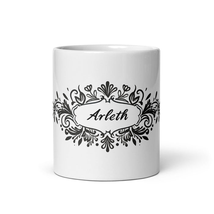 Arleth Exclusive Name Art Piece Home Office Work Coffee Mug Mexican Spanish Pride Gift Cup One - Of - A - Kind Calligraphy White Glossy Mug | A8 - Mexicada