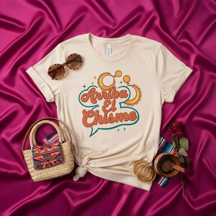 Arriba El Chisme T-Shirt, Funny Spanish Gossip Tee, Retro Vibe Latina Shirt, Cute Hispanic Culture Top, Statement Graphic T-Shirt for Women & Men Mexicada