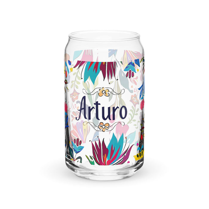 Arturo Exclusive Name Art Piece Can - Shaped Glass Home Office Work Mexican Spanish Pride Gift Cup One - Of - A - Kind Calligraphy Glass | A1 - Mexicada