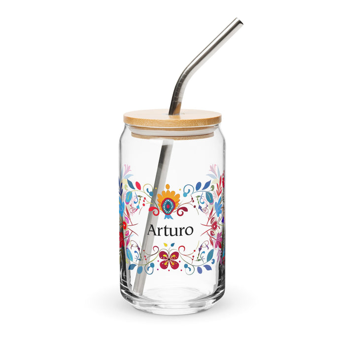 Arturo Exclusive Name Art Piece Can - Shaped Glass Home Office Work Mexican Spanish Pride Gift Cup One - Of - A - Kind Calligraphy Glass | A2 - Mexicada