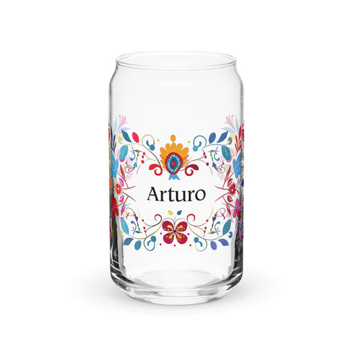 Arturo Exclusive Name Art Piece Can - Shaped Glass Home Office Work Mexican Spanish Pride Gift Cup One - Of - A - Kind Calligraphy Glass | A2 - Mexicada