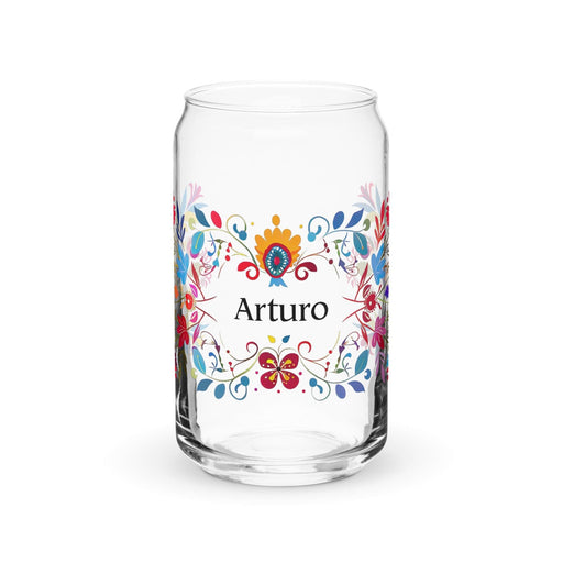 Arturo Exclusive Name Art Piece Can-Shaped Glass Home Office Work Mexican Spanish Pride Gift Cup One-Of-A-Kind Calligraphy Glass | A2 Mexicada 16 oz