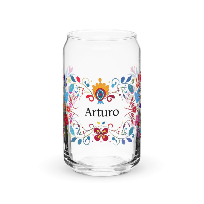 Arturo Exclusive Name Art Piece Can-Shaped Glass Home Office Work Mexican Spanish Pride Gift Cup One-Of-A-Kind Calligraphy Glass | A2 Mexicada 16 oz