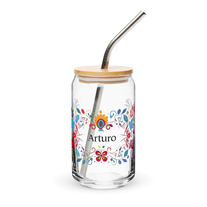 Arturo Exclusive Name Art Piece Can-Shaped Glass Home Office Work Mexican Spanish Pride Gift Cup One-Of-A-Kind Calligraphy Glass | A2 Mexicada 16 oz With Lid & Straw