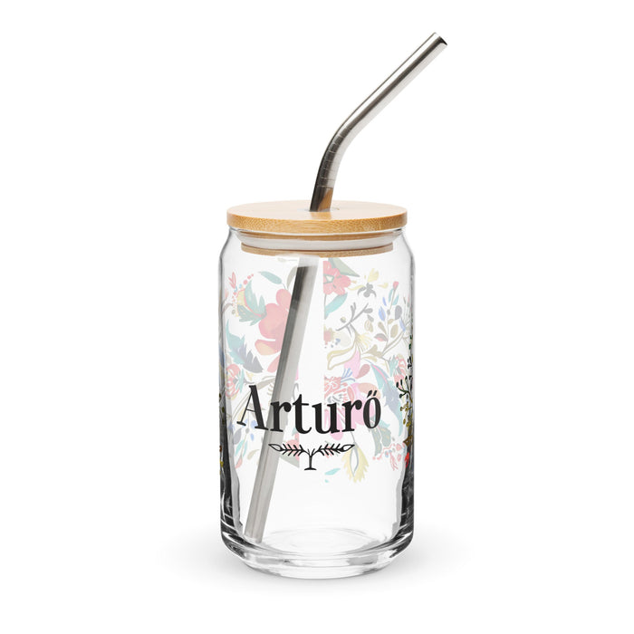 Arturo Exclusive Name Art Piece Can - Shaped Glass Home Office Work Mexican Spanish Pride Gift Cup One - Of - A - Kind Calligraphy Glass | A3 - Mexicada