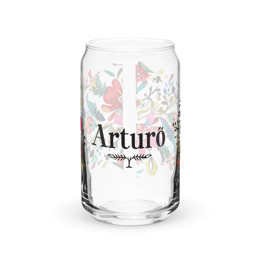 Arturo Exclusive Name Art Piece Can-Shaped Glass Home Office Work Mexican Spanish Pride Gift Cup One-Of-A-Kind Calligraphy Glass | A3 Mexicada 16 oz