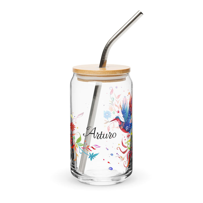 Arturo Exclusive Name Art Piece Can - Shaped Glass Home Office Work Mexican Spanish Pride Gift Cup One - Of - A - Kind Calligraphy Glass | A4 - Mexicada