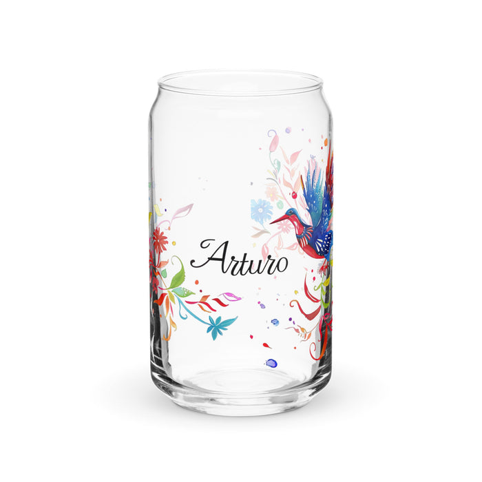 Arturo Exclusive Name Art Piece Can - Shaped Glass Home Office Work Mexican Spanish Pride Gift Cup One - Of - A - Kind Calligraphy Glass | A4 - Mexicada