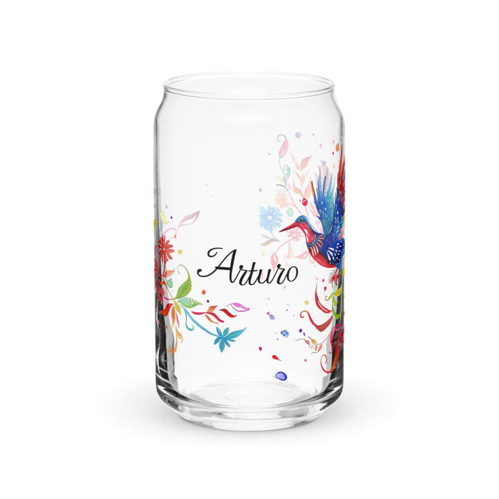 Arturo Exclusive Name Art Piece Can-Shaped Glass Home Office Work Mexican Spanish Pride Gift Cup One-Of-A-Kind Calligraphy Glass | A4 Mexicada 16 oz