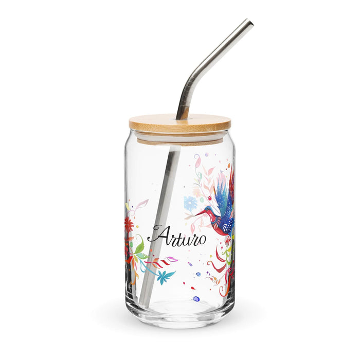 Arturo Exclusive Name Art Piece Can-Shaped Glass Home Office Work Mexican Spanish Pride Gift Cup One-Of-A-Kind Calligraphy Glass | A4 Mexicada 16 oz With Lid & Straw