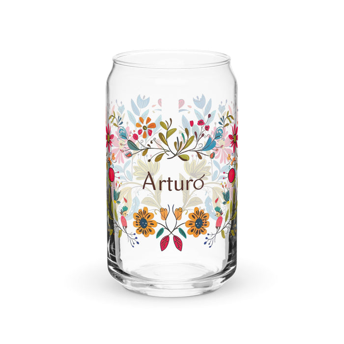 Arturo Exclusive Name Art Piece Can - Shaped Glass Home Office Work Mexican Spanish Pride Gift Cup One - Of - A - Kind Calligraphy Glass | A5 - Mexicada