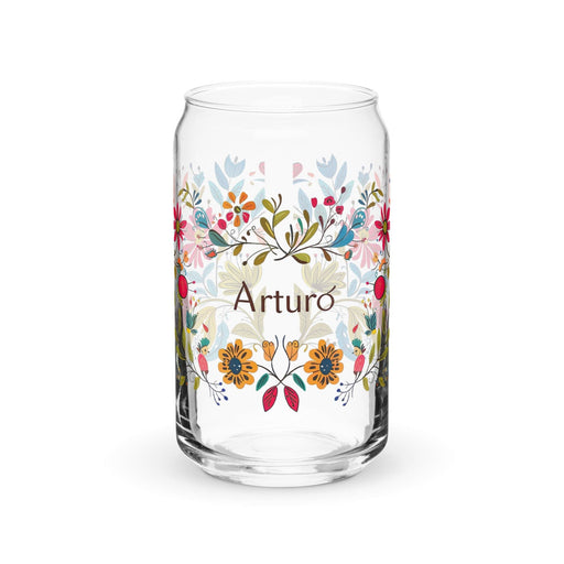 Arturo Exclusive Name Art Piece Can-Shaped Glass Home Office Work Mexican Spanish Pride Gift Cup One-Of-A-Kind Calligraphy Glass | A5 Mexicada 16 oz