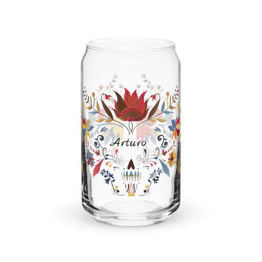 Arturo Exclusive Name Art Piece Can-Shaped Glass Home Office Work Mexican Spanish Pride Gift Cup One-Of-A-Kind Calligraphy Glass | A6 Mexicada 16 oz