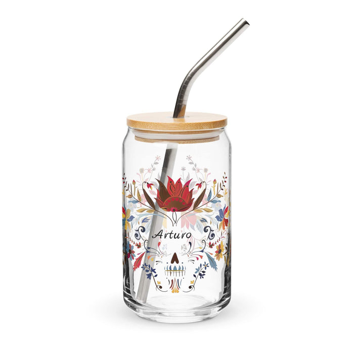 Arturo Exclusive Name Art Piece Can-Shaped Glass Home Office Work Mexican Spanish Pride Gift Cup One-Of-A-Kind Calligraphy Glass | A6 Mexicada 16 oz With Lid & Straw