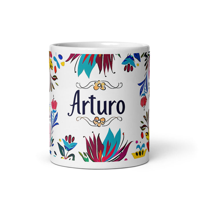 Arturo Exclusive Name Art Piece Home Office Work Coffee Mug Mexican Spanish Pride Gift Cup One - Of - A - Kind Calligraphy White Glossy Mug | A1 - Mexicada