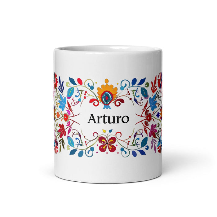 Arturo Exclusive Name Art Piece Home Office Work Coffee Mug Mexican Spanish Pride Gift Cup One-Of-A-Kind Calligraphy White Glossy Mug | A2 Mexicada