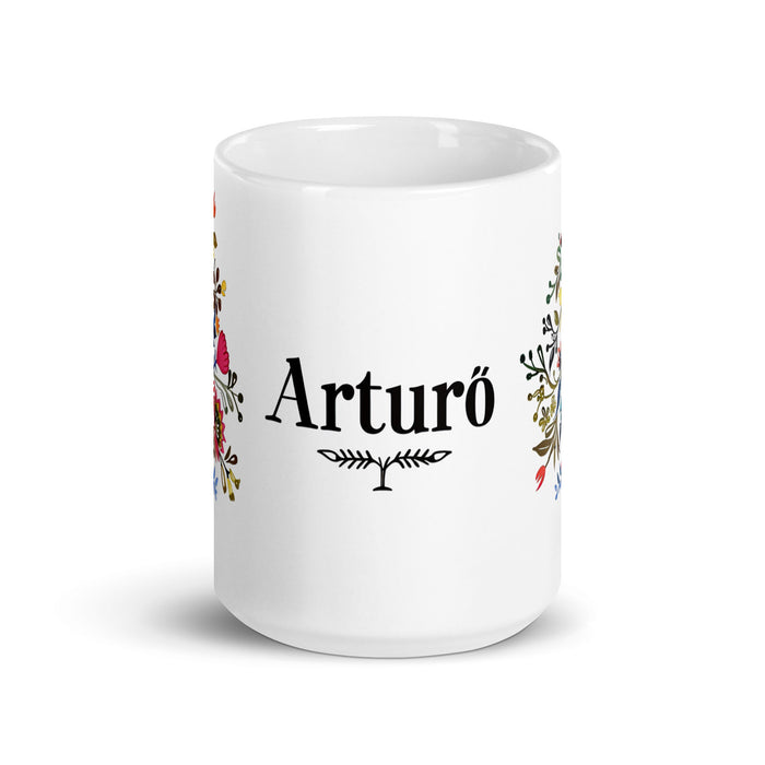 Arturo Exclusive Name Art Piece Home Office Work Coffee Mug Mexican Spanish Pride Gift Cup One - Of - A - Kind Calligraphy White Glossy Mug | A3 - Mexicada