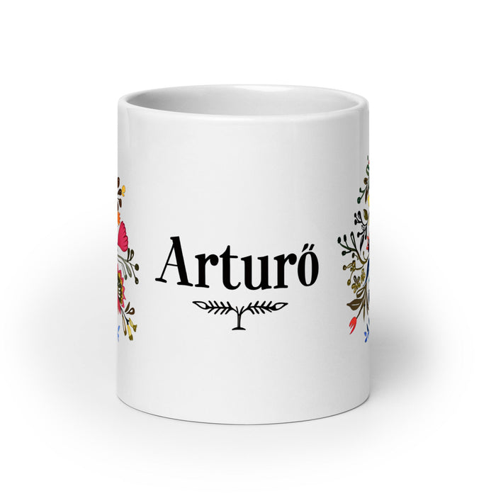 Arturo Exclusive Name Art Piece Home Office Work Coffee Mug Mexican Spanish Pride Gift Cup One - Of - A - Kind Calligraphy White Glossy Mug | A3 - Mexicada