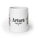 Arturo Exclusive Name Art Piece Home Office Work Coffee Mug Mexican Spanish Pride Gift Cup One - Of - A - Kind Calligraphy White Glossy Mug | A3 - Mexicada