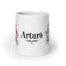 Arturo Exclusive Name Art Piece Home Office Work Coffee Mug Mexican Spanish Pride Gift Cup One-Of-A-Kind Calligraphy White Glossy Mug | A3 Mexicada