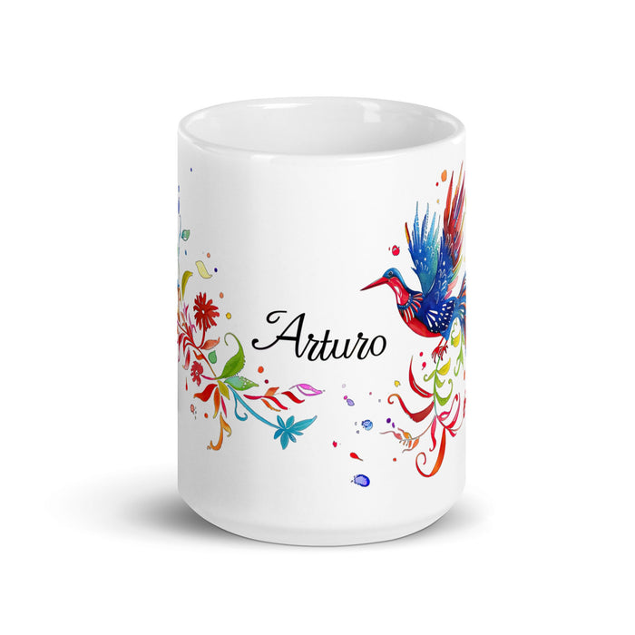 Arturo Exclusive Name Art Piece Home Office Work Coffee Mug Mexican Spanish Pride Gift Cup One - Of - A - Kind Calligraphy White Glossy Mug | A4 - Mexicada