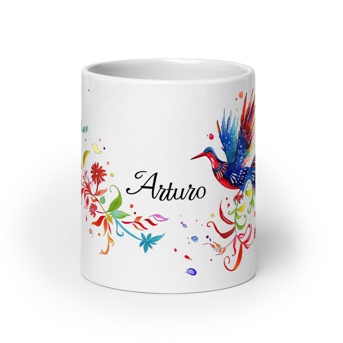 Arturo Exclusive Name Art Piece Home Office Work Coffee Mug Mexican Spanish Pride Gift Cup One - Of - A - Kind Calligraphy White Glossy Mug | A4 - Mexicada