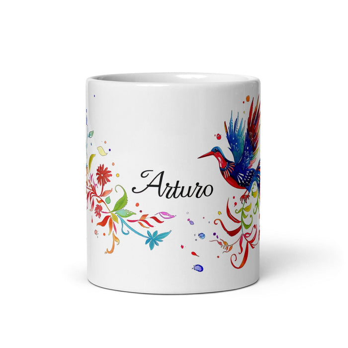 Arturo Exclusive Name Art Piece Home Office Work Coffee Mug Mexican Spanish Pride Gift Cup One-Of-A-Kind Calligraphy White Glossy Mug | A4 Mexicada