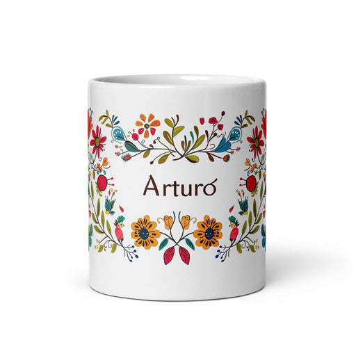 Arturo Exclusive Name Art Piece Home Office Work Coffee Mug Mexican Spanish Pride Gift Cup One - Of - A - Kind Calligraphy White Glossy Mug | A5 - Mexicada