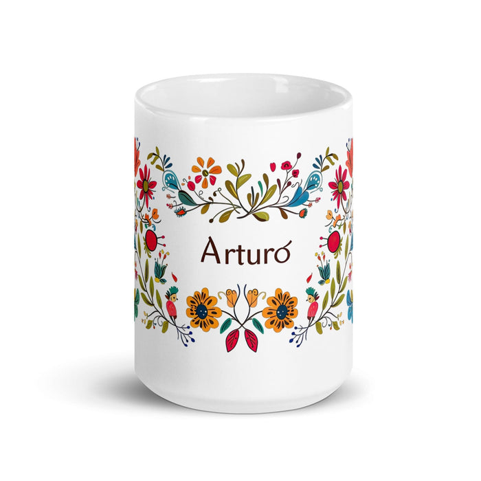 Arturo Exclusive Name Art Piece Home Office Work Coffee Mug Mexican Spanish Pride Gift Cup One-Of-A-Kind Calligraphy White Glossy Mug | A5 Mexicada