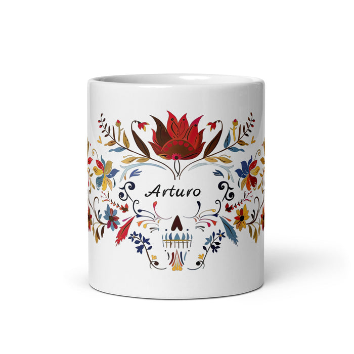 Arturo Exclusive Name Art Piece Home Office Work Coffee Mug Mexican Spanish Pride Gift Cup One - Of - A - Kind Calligraphy White Glossy Mug | A6 - Mexicada