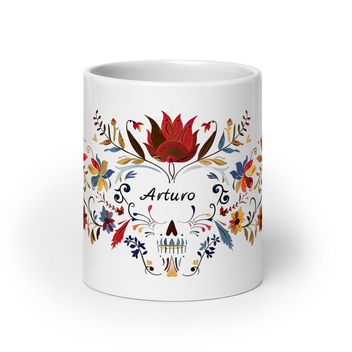 Arturo Exclusive Name Art Piece Home Office Work Coffee Mug Mexican Spanish Pride Gift Cup One - Of - A - Kind Calligraphy White Glossy Mug | A6 - Mexicada