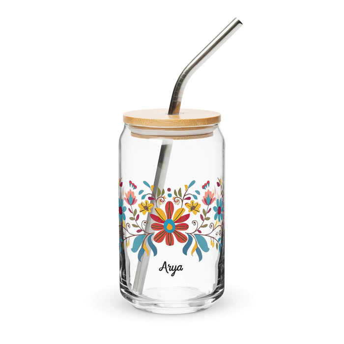 Arya Exclusive Name Art Piece Can-Shaped Glass Home Office Work Mexican Spanish Pride Gift Cup One-Of-A-Kind Calligraphy Glass | A14 Mexicada 16 oz With Lid & Straw