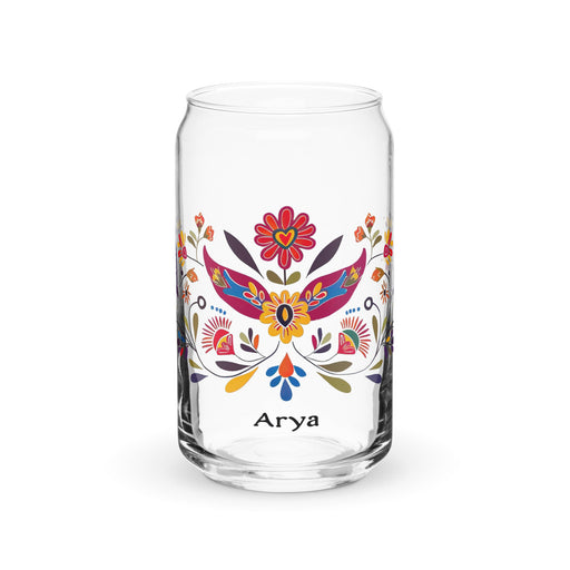 Arya Exclusive Name Art Piece Can - Shaped Glass Home Office Work Mexican Spanish Pride Gift Cup One - Of - A - Kind Calligraphy Glass | A15 - Mexicada