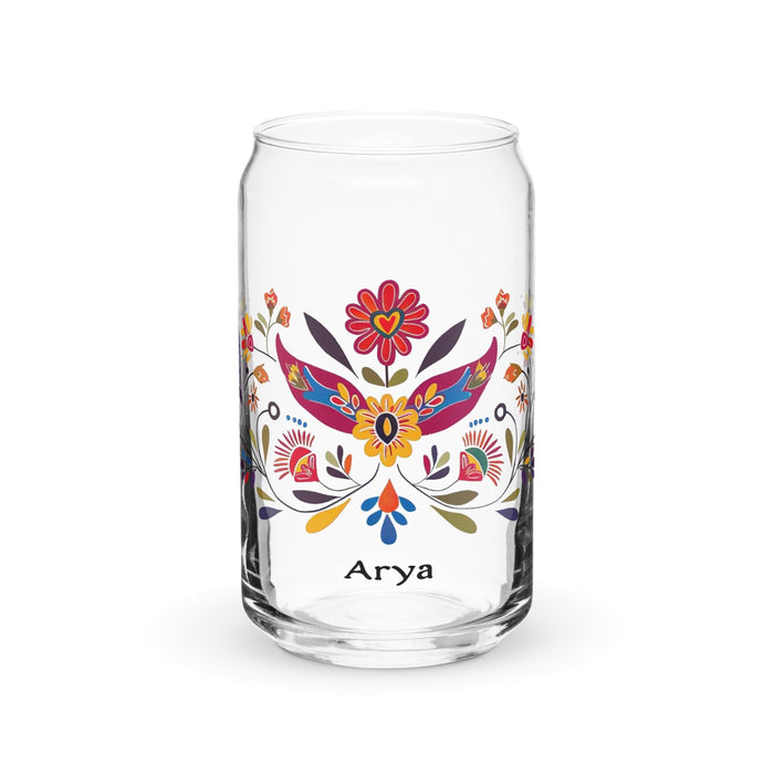 Arya Exclusive Name Art Piece Can-Shaped Glass Home Office Work Mexican Spanish Pride Gift Cup One-Of-A-Kind Calligraphy Glass | A15 Mexicada 16 oz (No Lid No Straw)