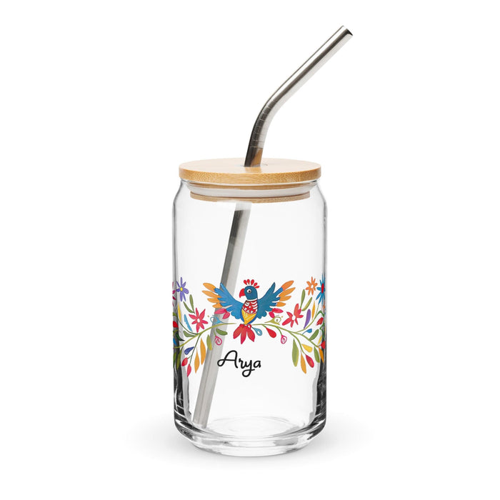 Arya Exclusive Name Art Piece Can-Shaped Glass Home Office Work Mexican Spanish Pride Gift Cup One-Of-A-Kind Calligraphy Glass | A19 Mexicada 16 oz With Lid & Straw